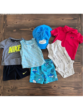 Baby Boy 12M Clothing Lot Nike UA Hurley Summer Bundle 6pc